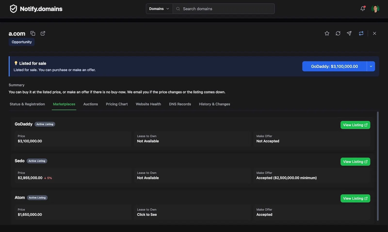 Notify.domains screenshot 5
