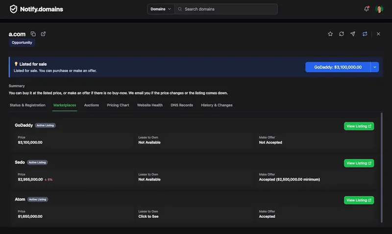 Notify.domains screenshot 5