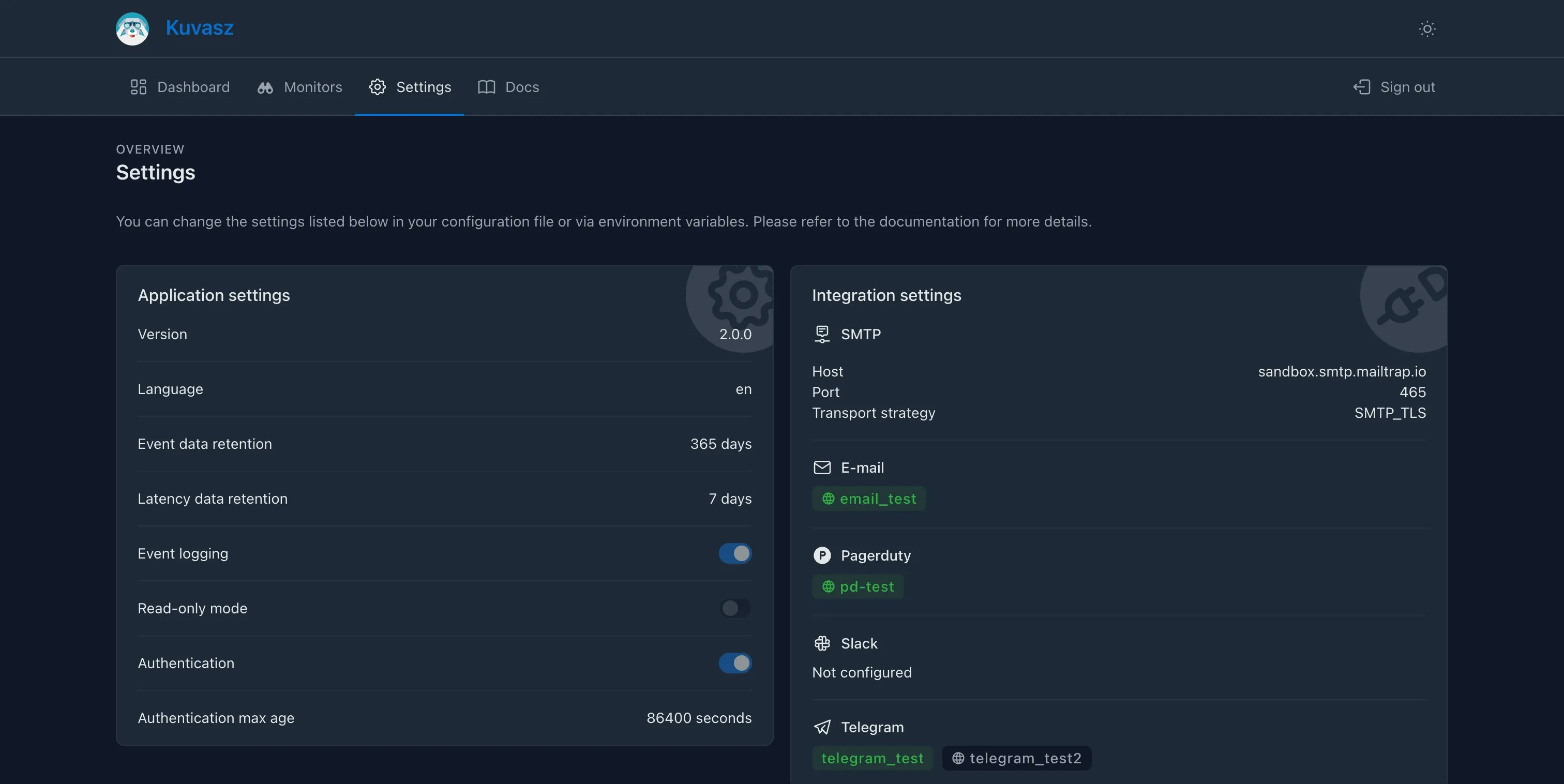 Kuvasz Uptime - 단지 작동하는 자체 호스팅 가동 시간 모니터링 미디어 5