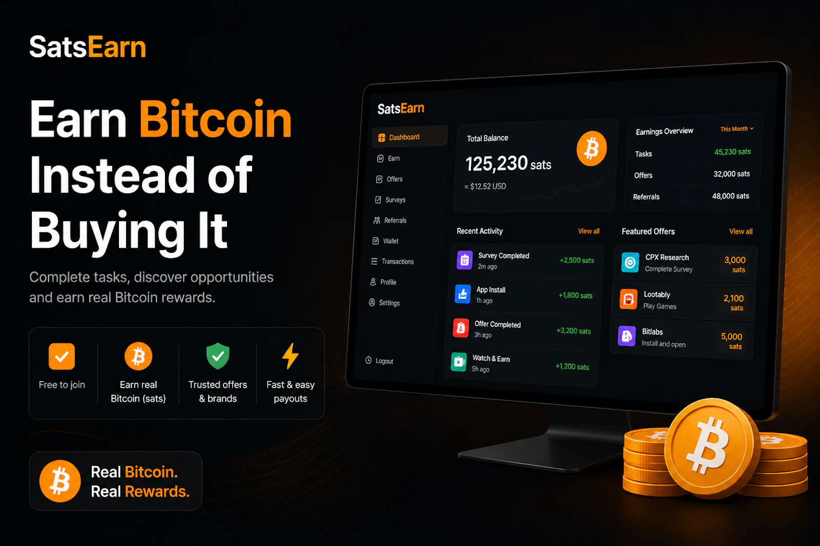 SatsEarn: Stack Sats, Not Excuses screenshot 3