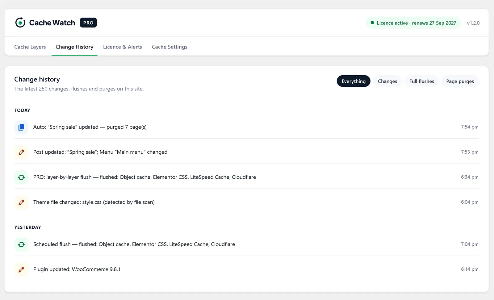 Cache Watch - WordPress Plugin gallery image