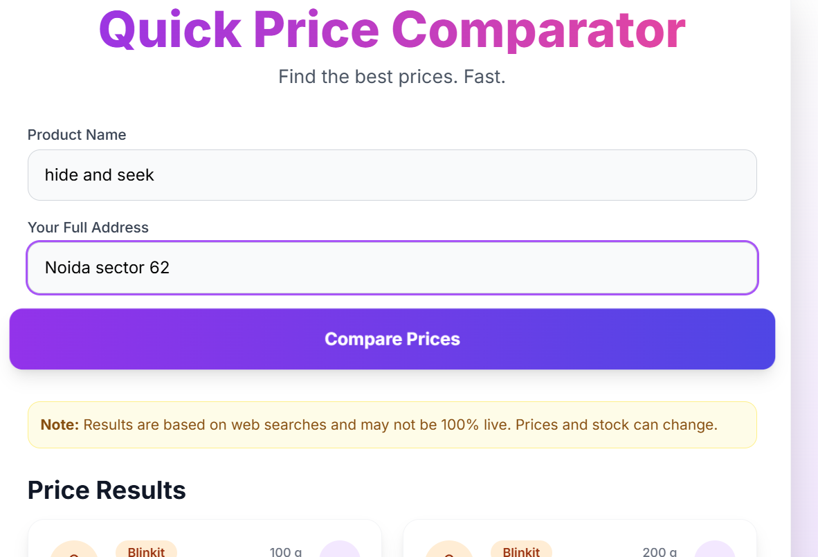 Quick Price Comparator