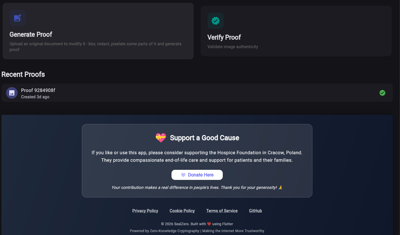SealZero - Screenshot 2 showing product features and functionality