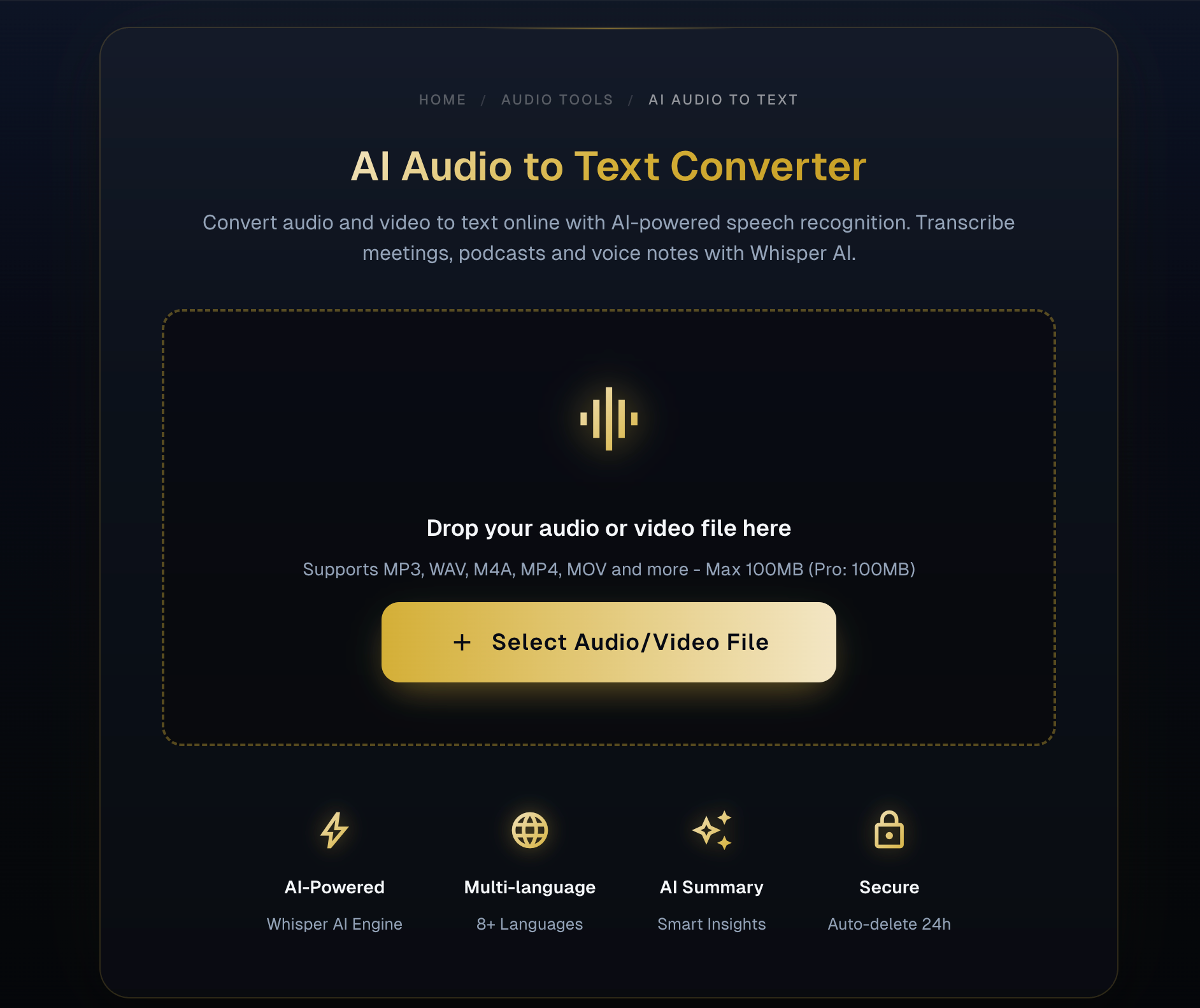 FastlyConvert Audio & Video to Text - Screenshot 2 showing product features and functionality