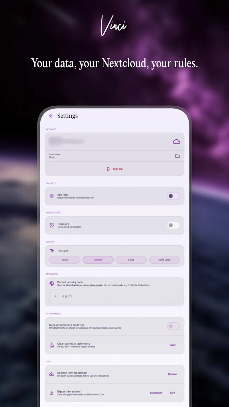 Vinci - A Personal CRM using Nextcloud screenshot 6