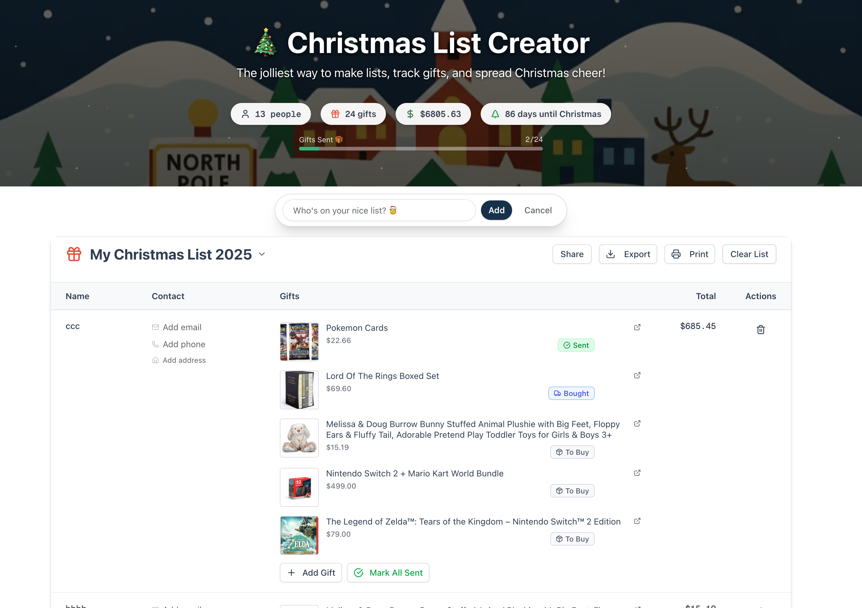 Média Étalage - Créez et partagez instantanément les listes de cadeaux de Noël festifs amusants et festifs 2