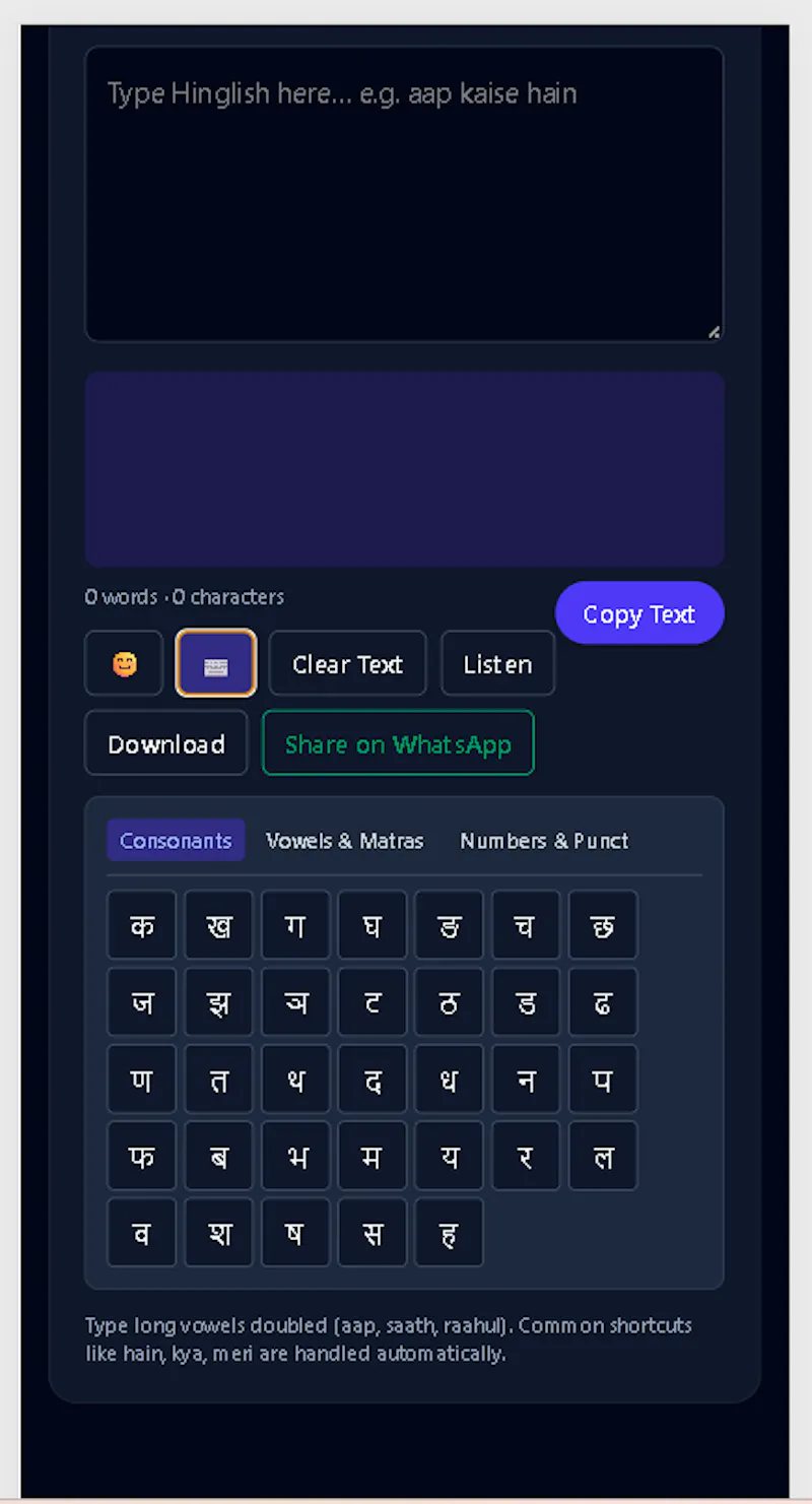 Hinglish to Hindi Converter - free tool screenshot 3