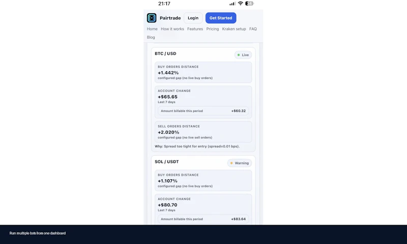 Pairtrade.io screenshot 1