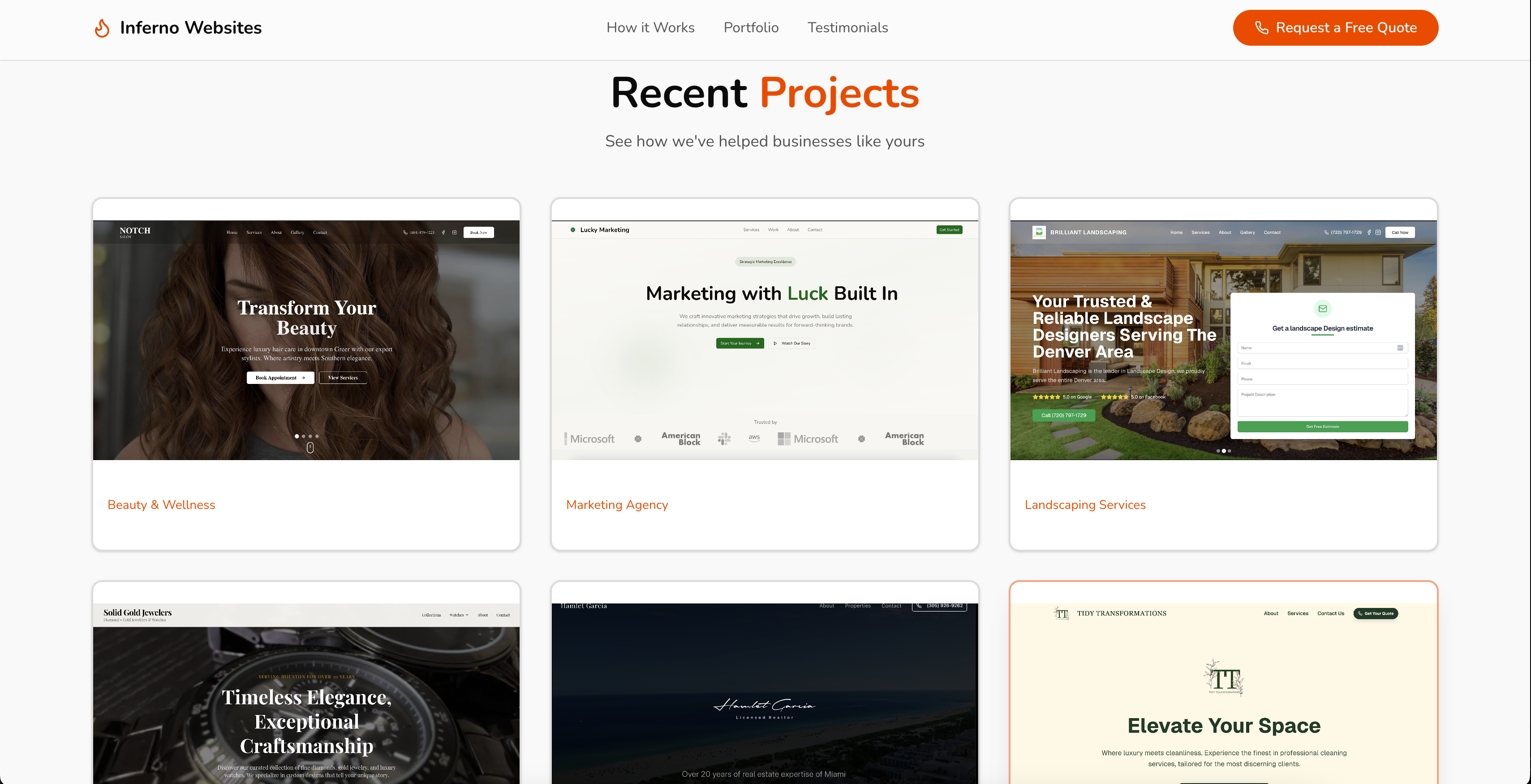 Inferno Websites - Screenshot 3 showing product features and functionality