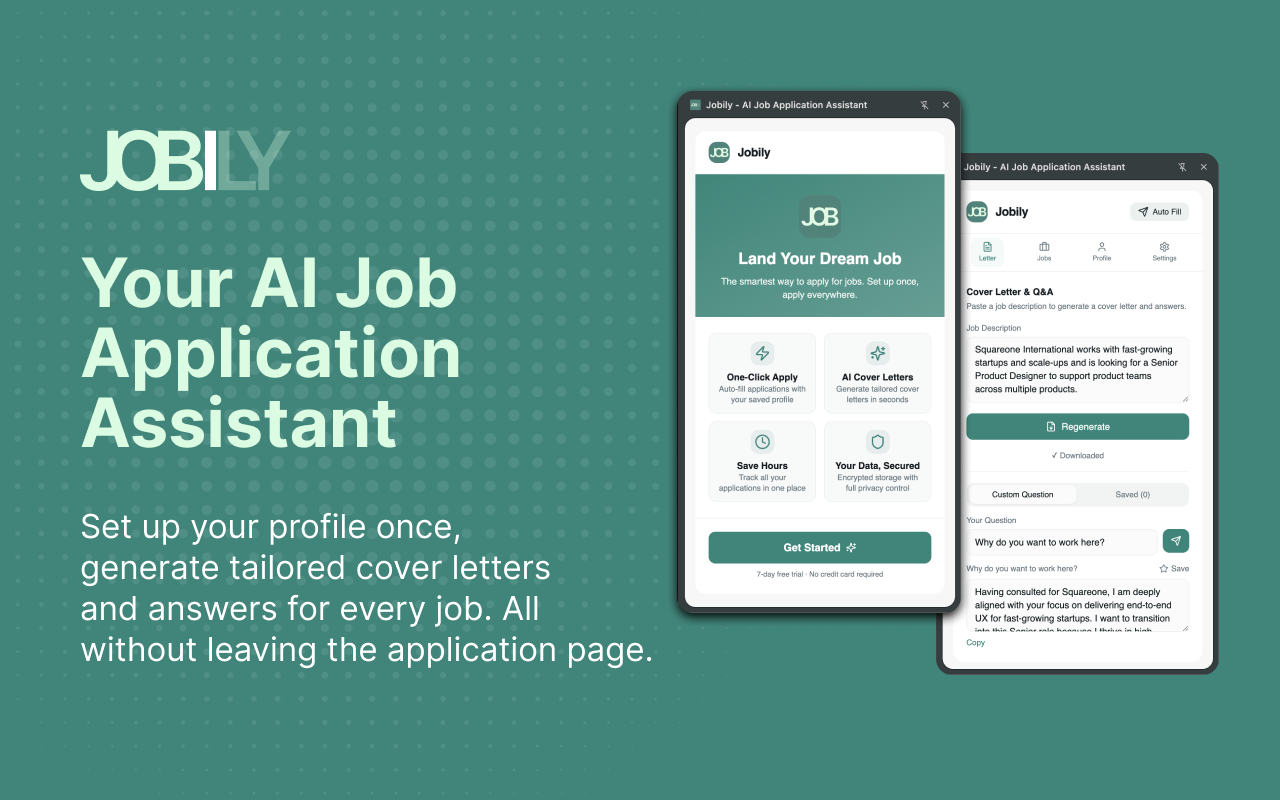 Jobily - Main product screenshot demonstrating key features and user interface