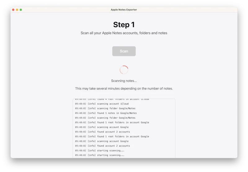 Free Apple Notes Exporter screenshot 1