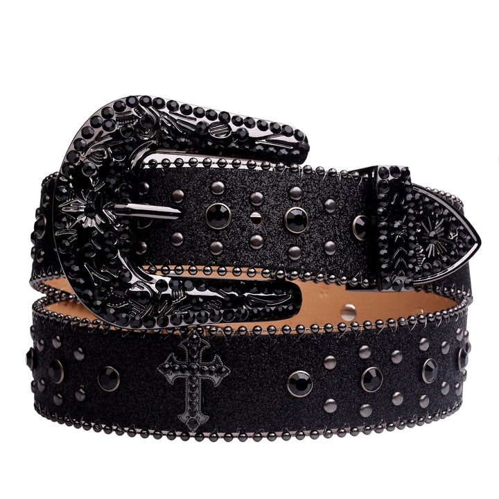 Western Rhinestone Diamond Leather Belt