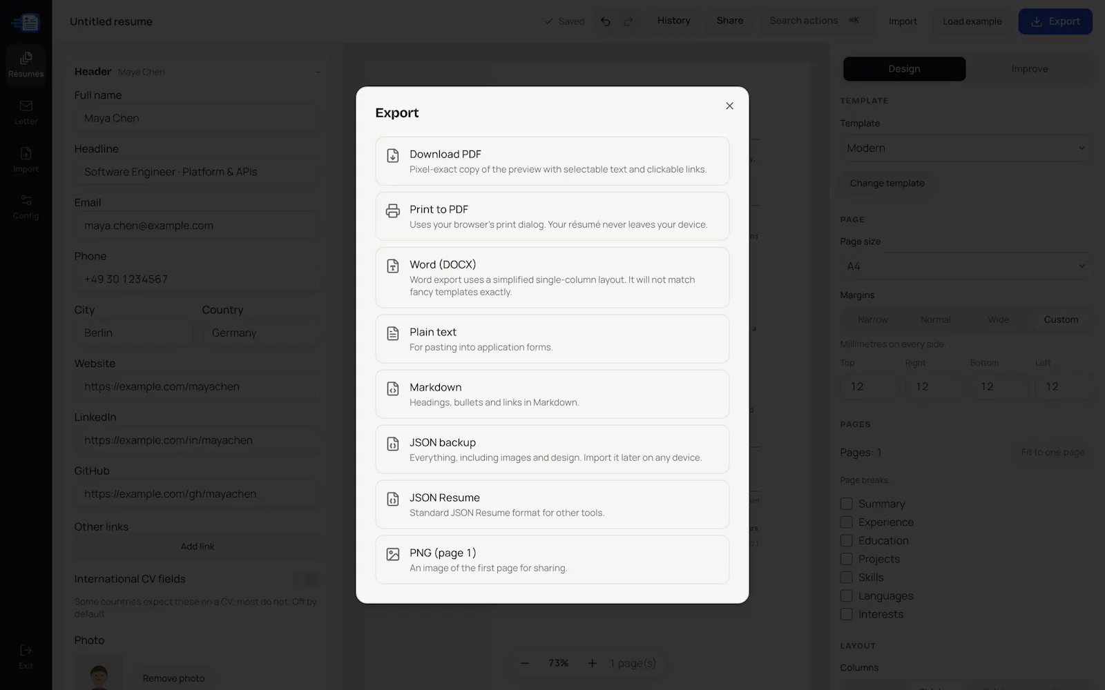 CrispCV screenshot 4