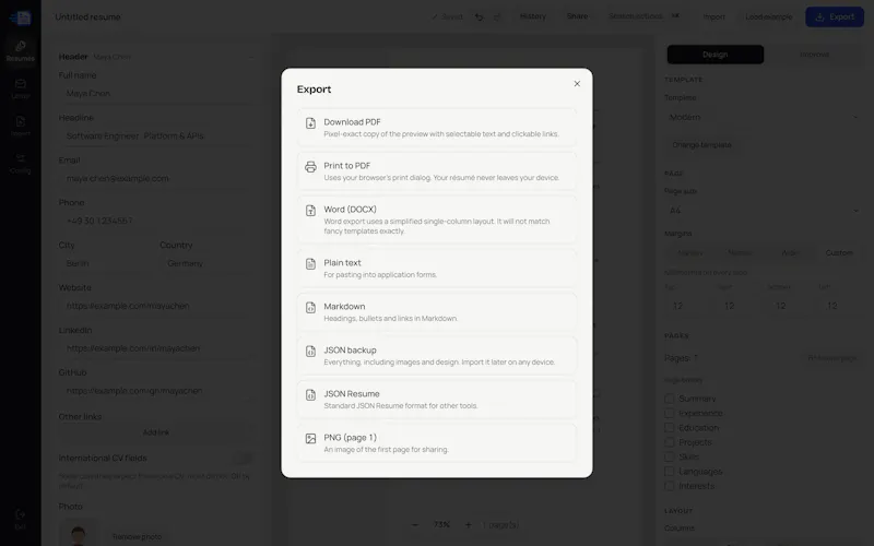 CrispCV screenshot 4