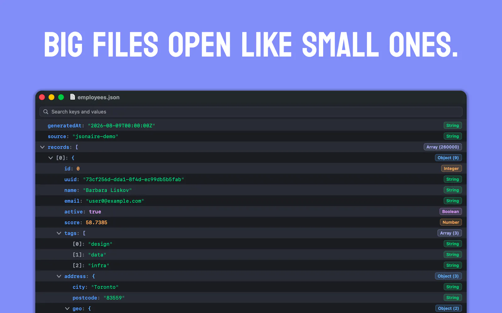 JSONaire screenshot 1