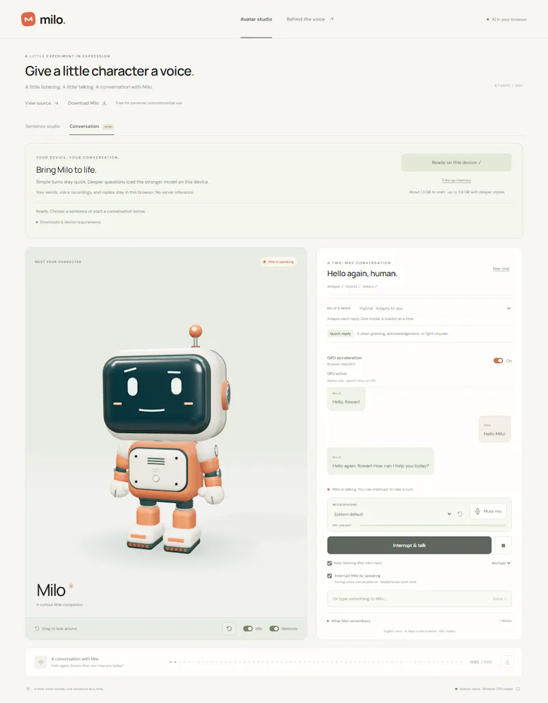 Milo screenshot 3