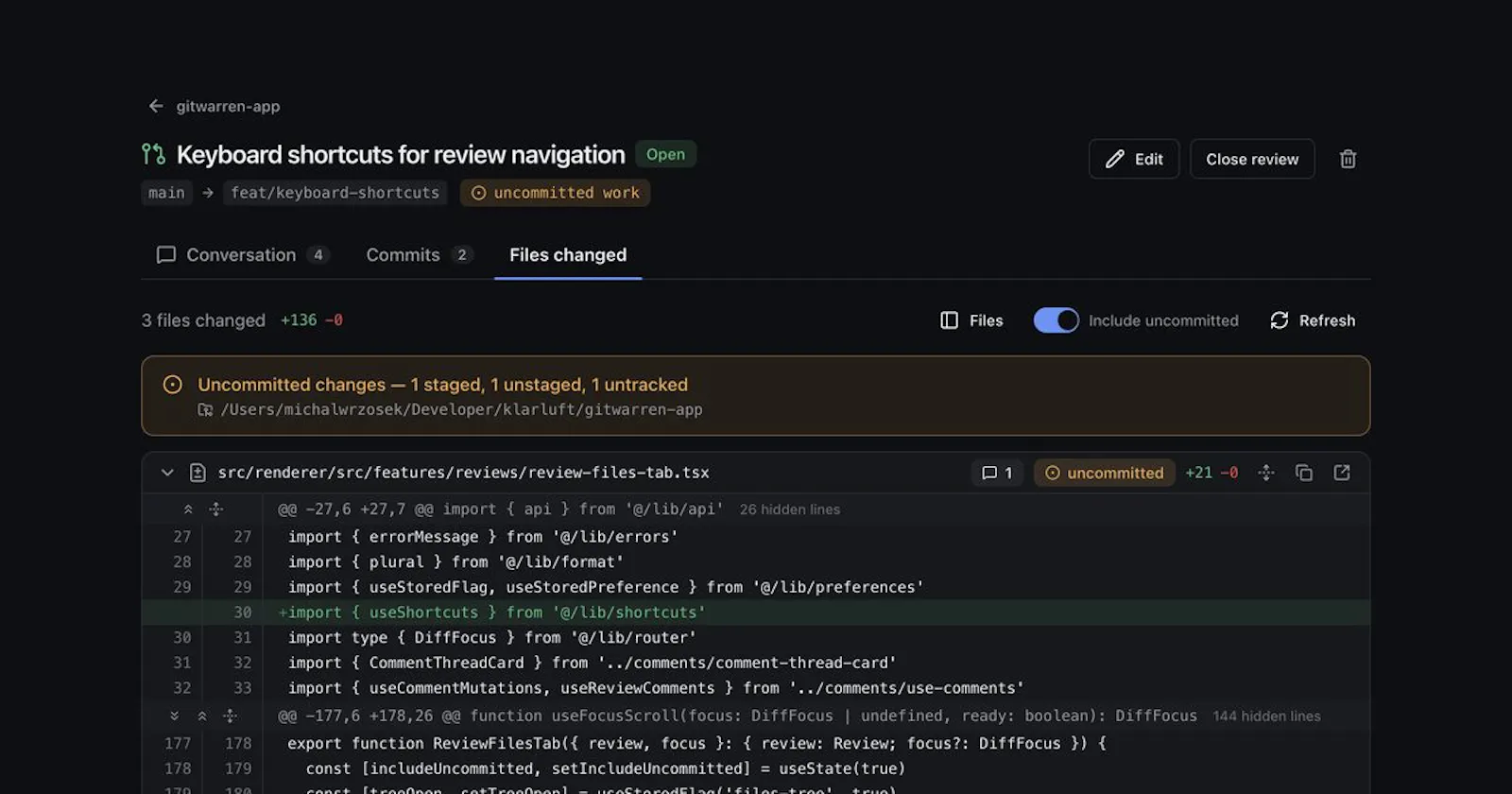 GitWarren screenshot 2