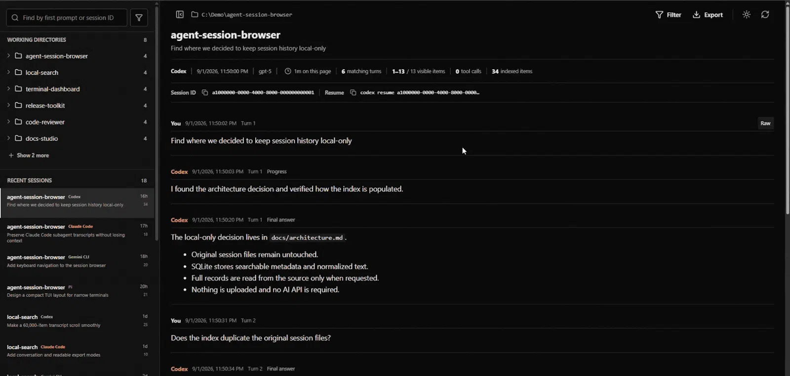 Agent Session Browser screenshot 2