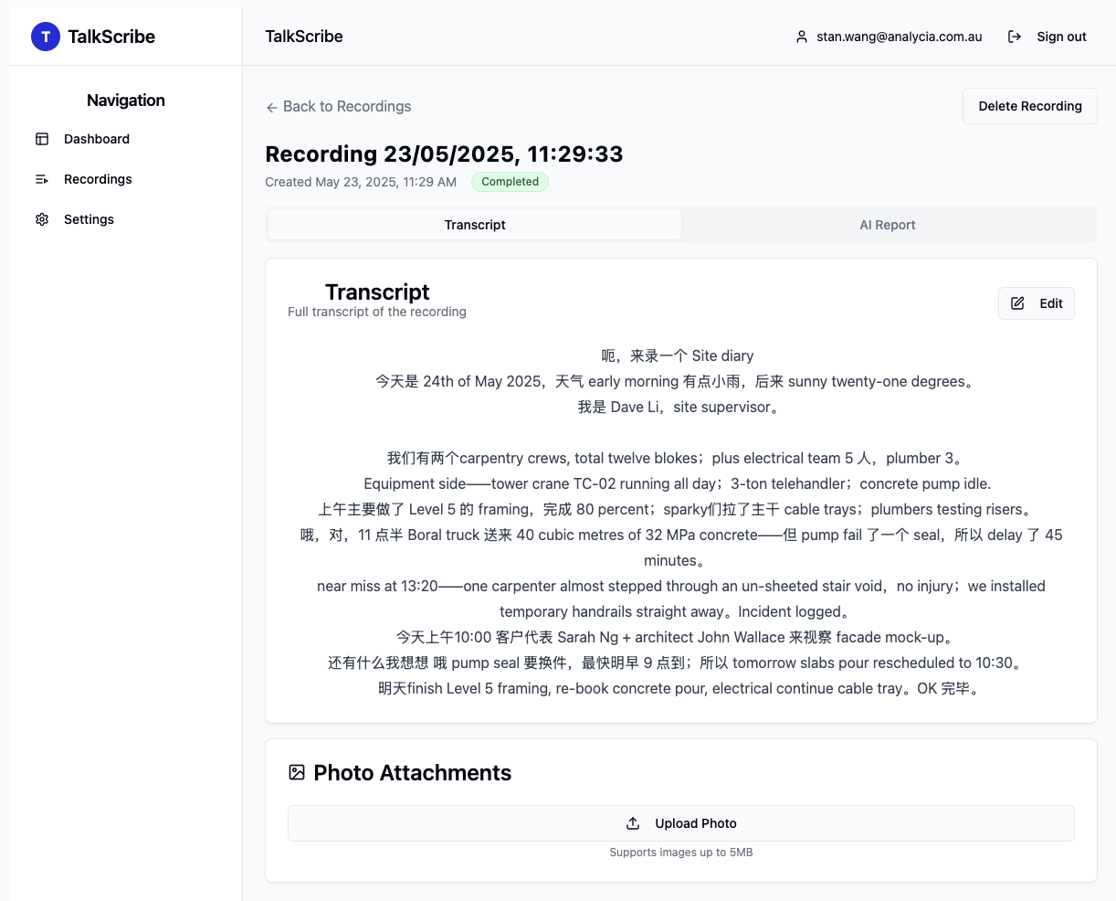 Talkscribe - Erstellen formelle Berichte, ohne einen Finger zu heben Medien 4