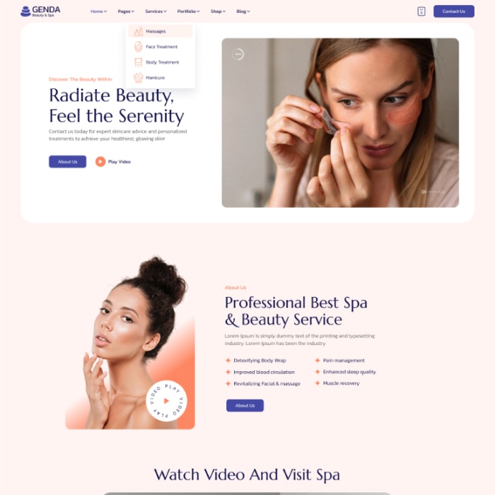 Genda |Schoonheids- en huidverzorgingswebsite - Elegante bootstrap -sjabloon voor schoonheids- en huidverzorgingsmerken media 4