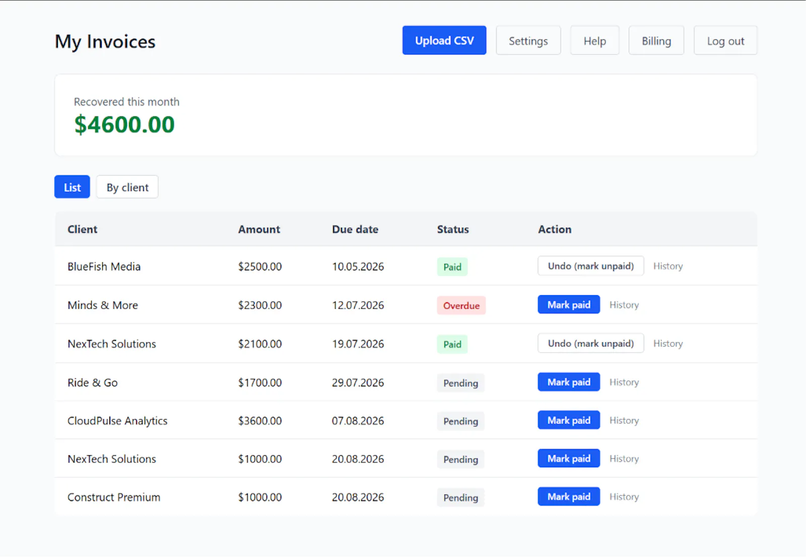 Follow-up Invoices screenshot 2