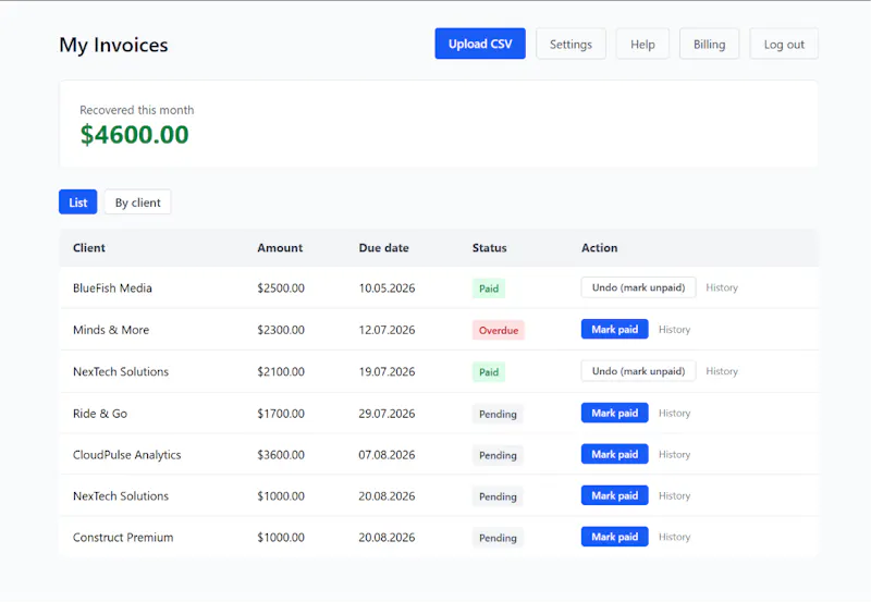 Follow-up Invoices screenshot 2