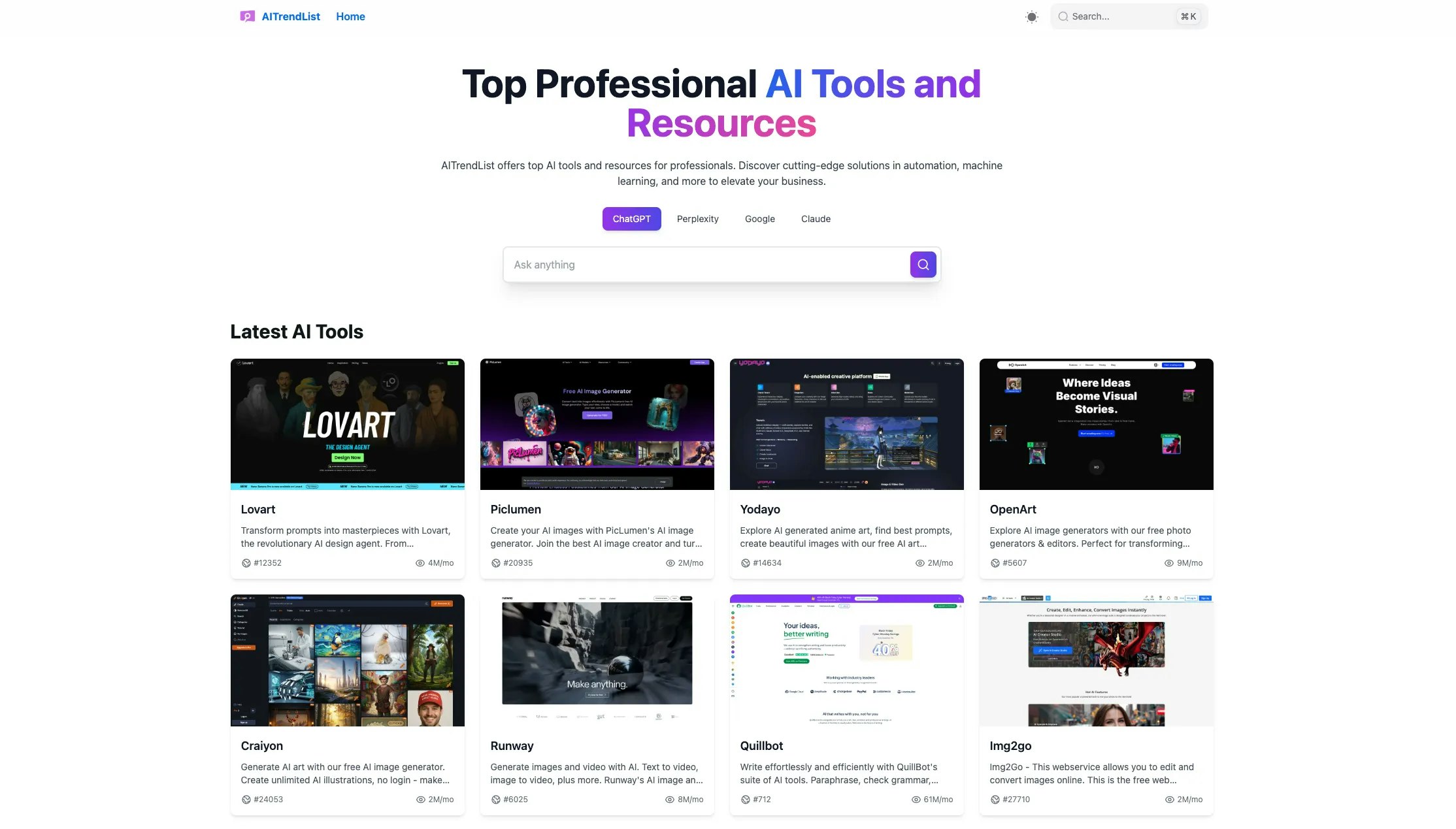 AITrendList - Main product screenshot demonstrating key features and user interface