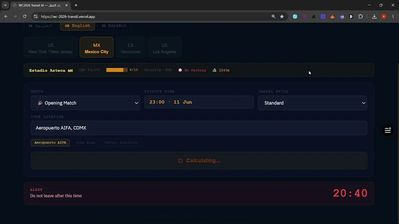  Predictive Transit Engine World Cup2026 screenshot 1 (video preview)