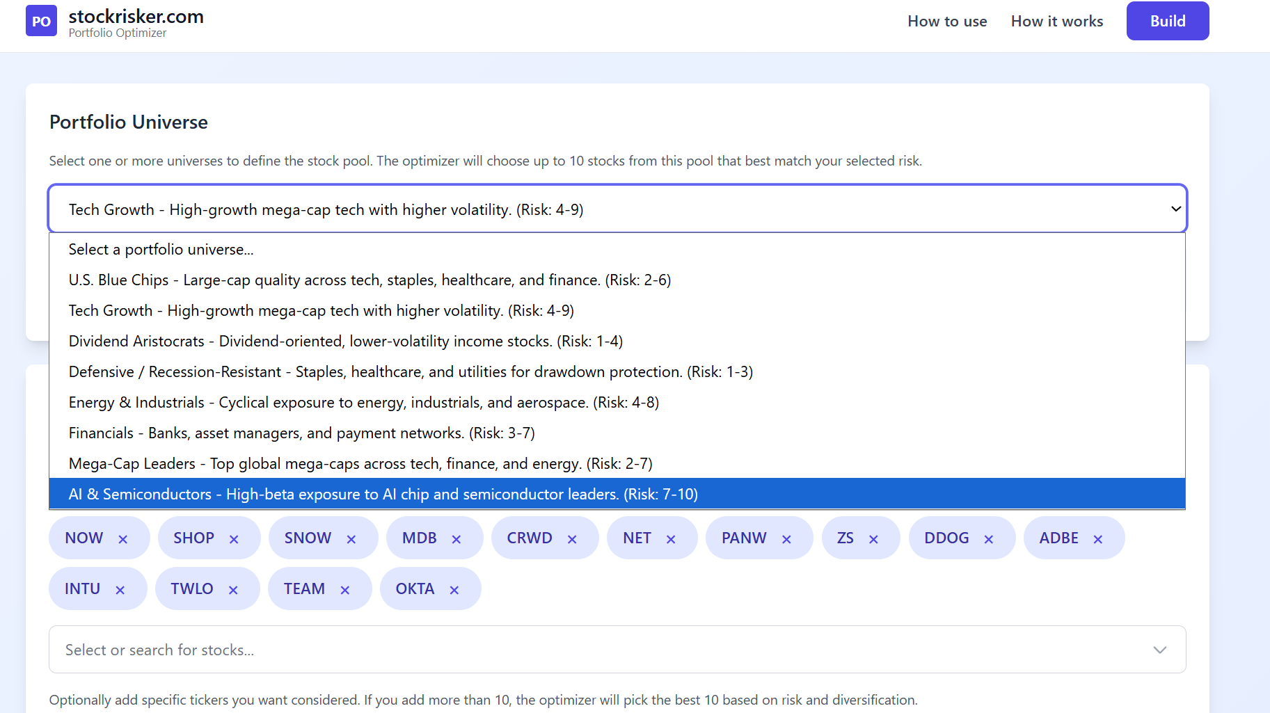 Portfolio Optimizer - Screenshot 2 showing product features and functionality