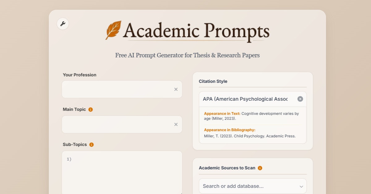 Academic Prompts - Main product screenshot demonstrating key features and user interface
