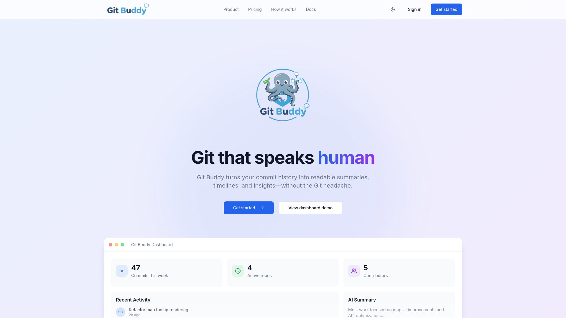 Git Buddy - Main product screenshot demonstrating key features and user interface