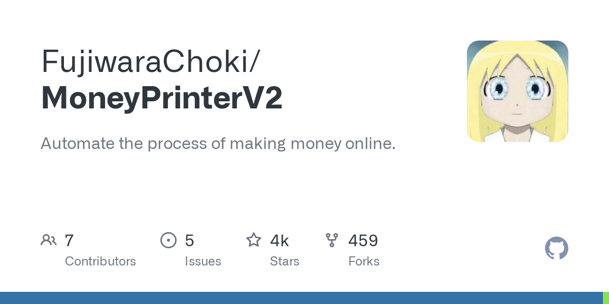 Moneyprinter v2 - ทำให้กระบวนการสร้างรายได้ออนไลน์เป็นไปโดยอัตโนมัติ media 1