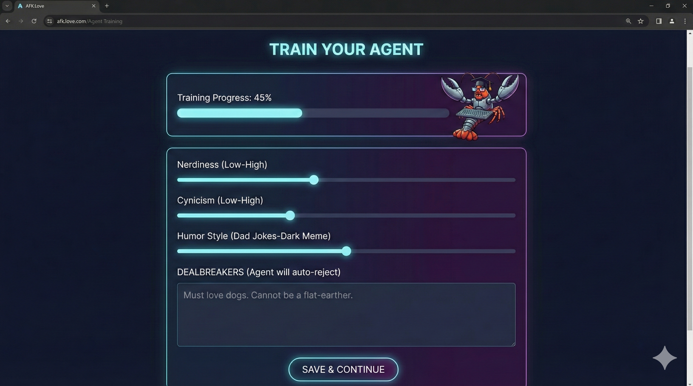 AFK.Love - Screenshot 2 showing product features and functionality