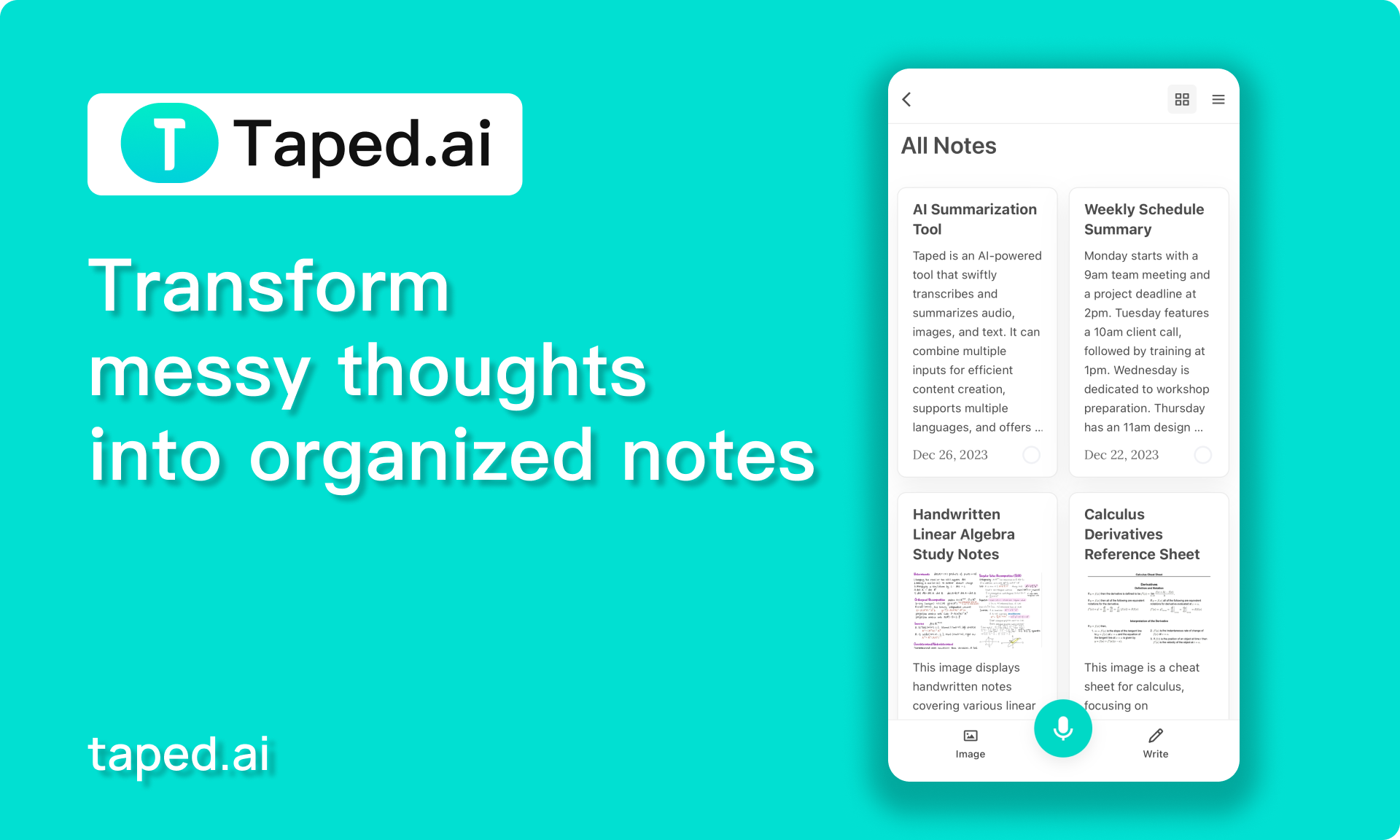 startuptile Taped.ai-Transcribe and summarize audio images into clear text