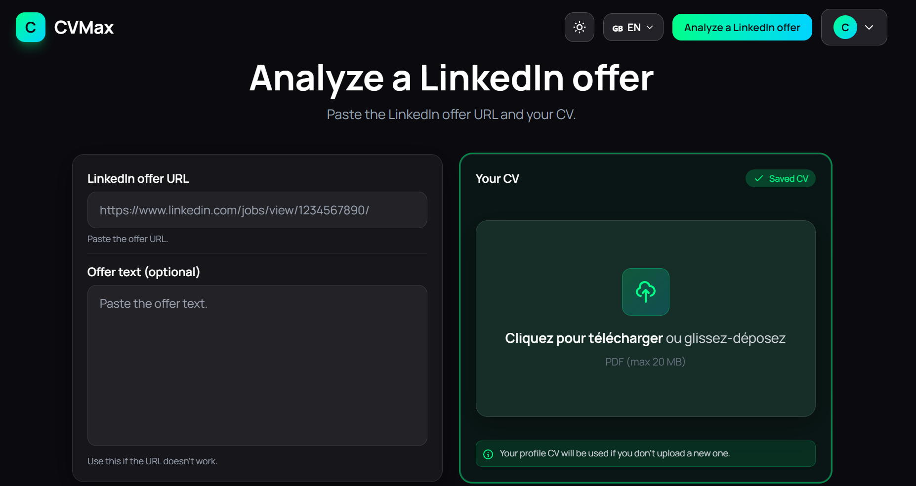 CVMax - Screenshot 2 showing product features and functionality