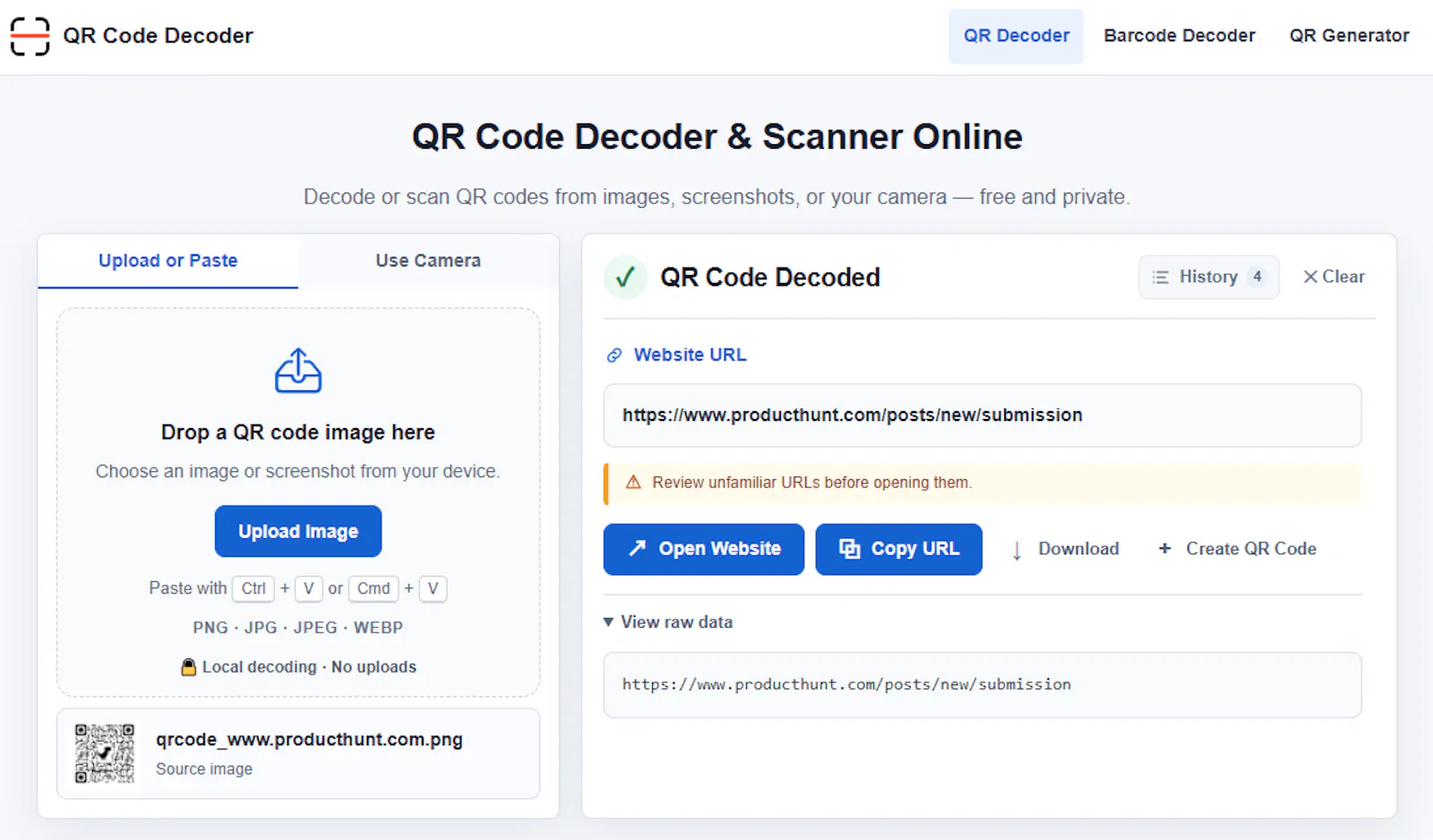 QR Code Decoder screenshot 2