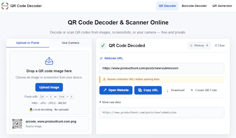 QR Code Decoder screenshot 2
