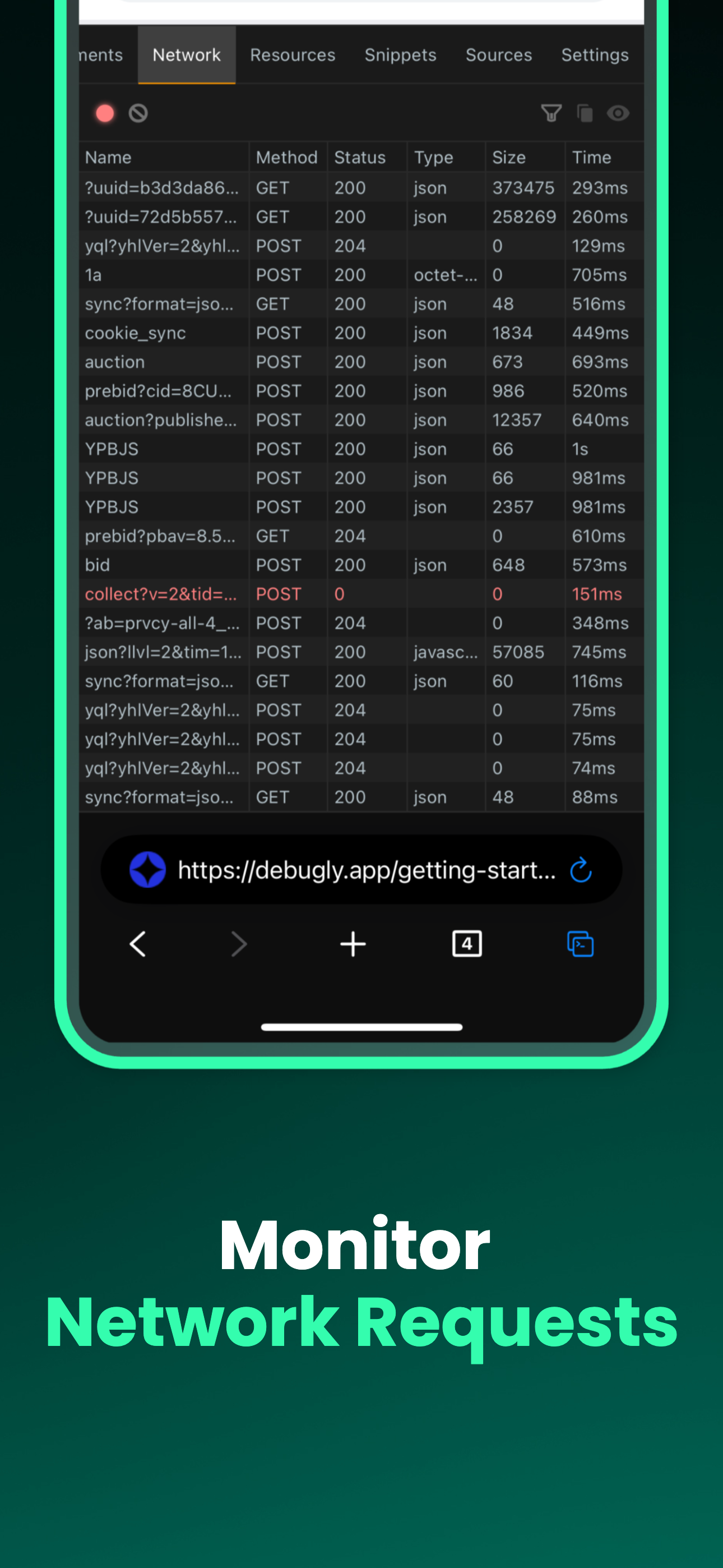 Debugly: ispeziona browser media 4
