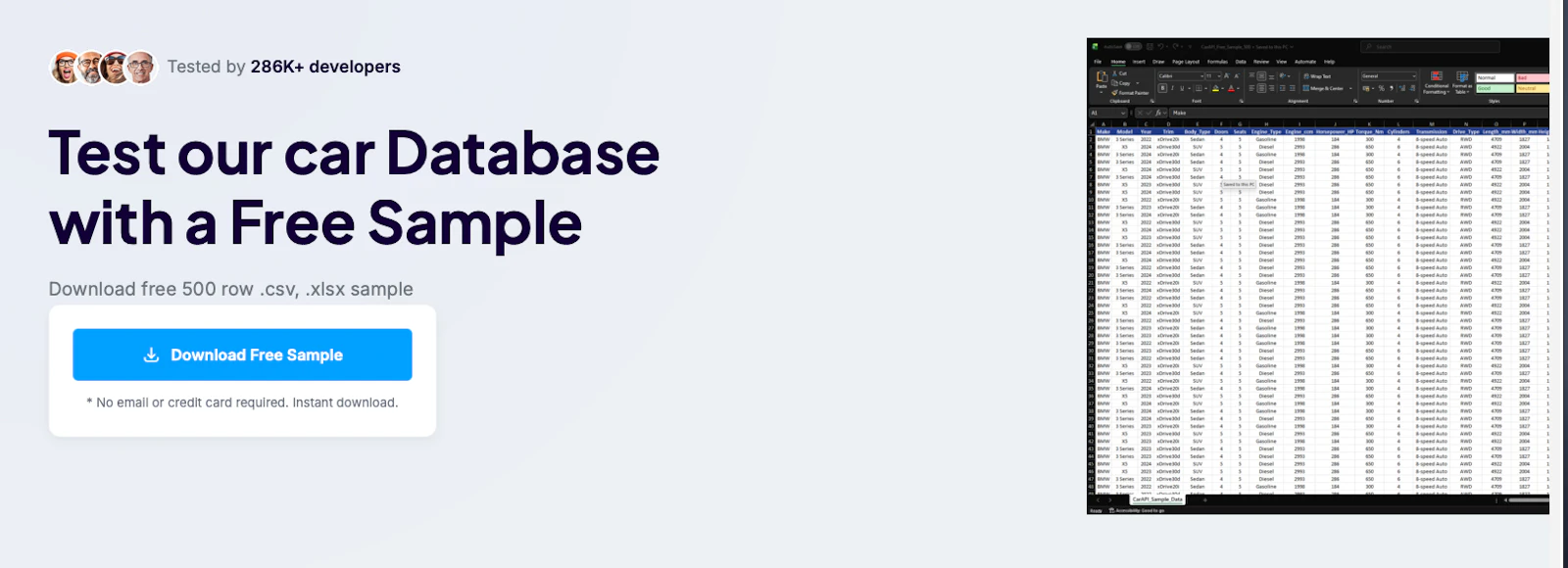 RevCarData Car Database API screenshot 2
