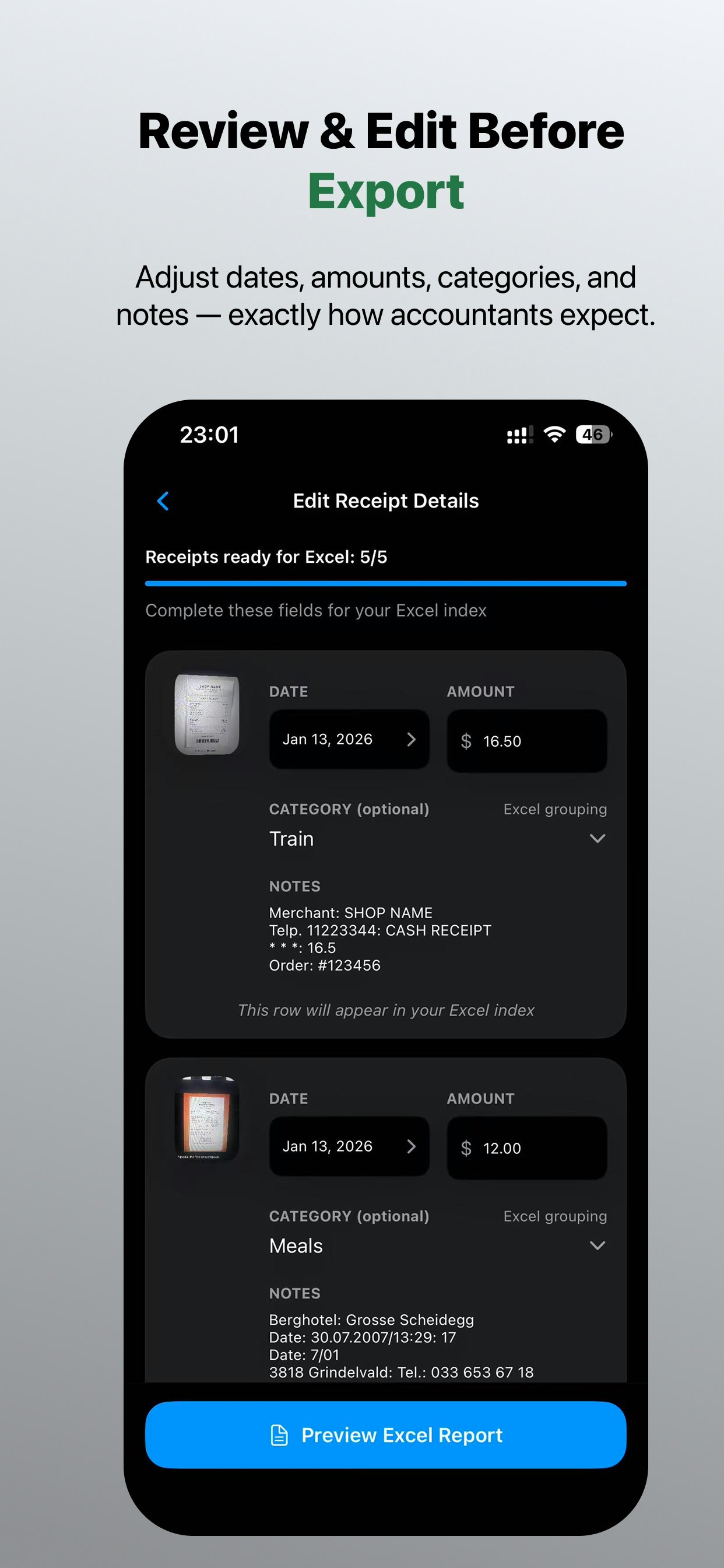 Receipt2XL - Screenshot 3 showing product features and functionality