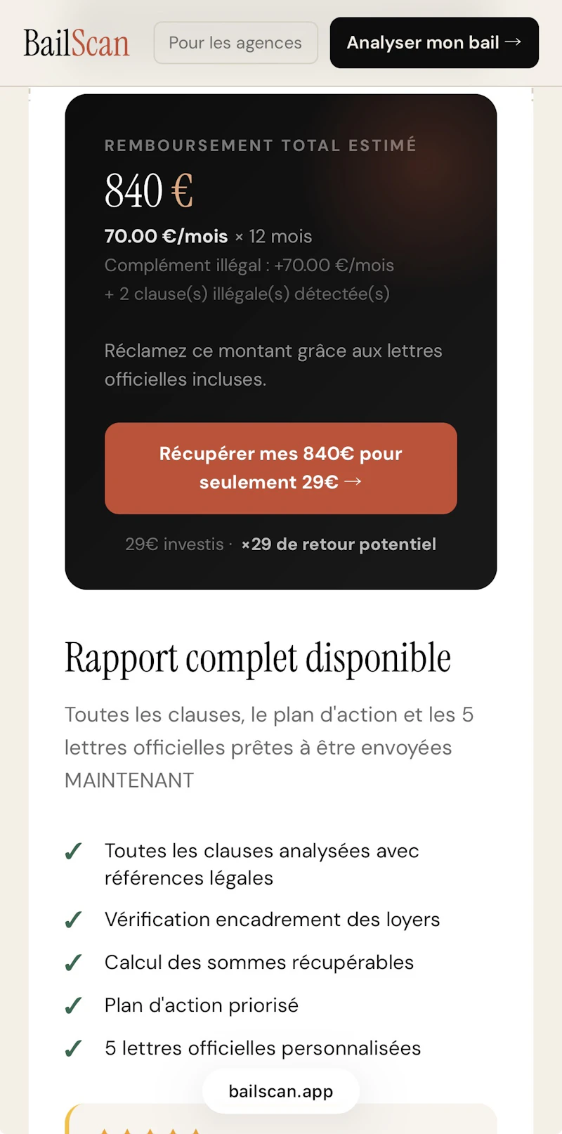 BailScan · Analyser mon bail en 30 sec screenshot 1