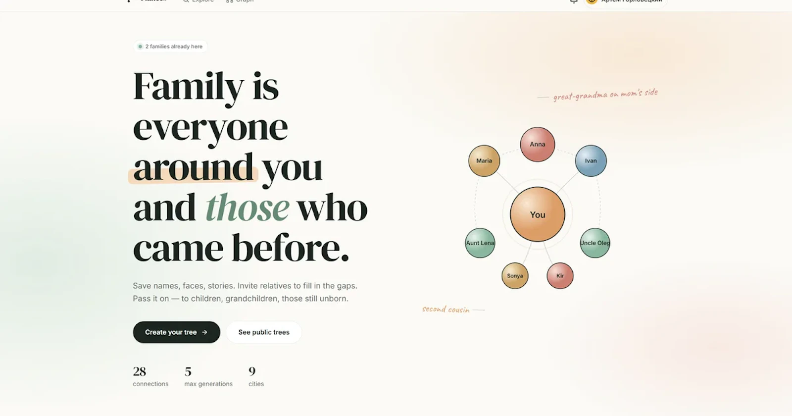 Flances — family tree online screenshot 1