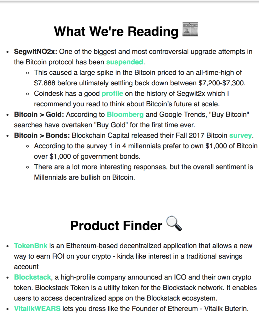 Cold Storage Cryptocurrency Newsletter gallery image