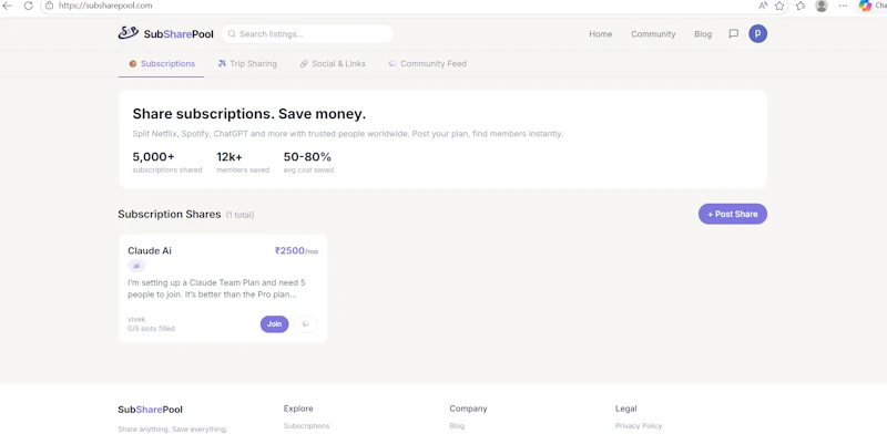 SubSharePool screenshot 1