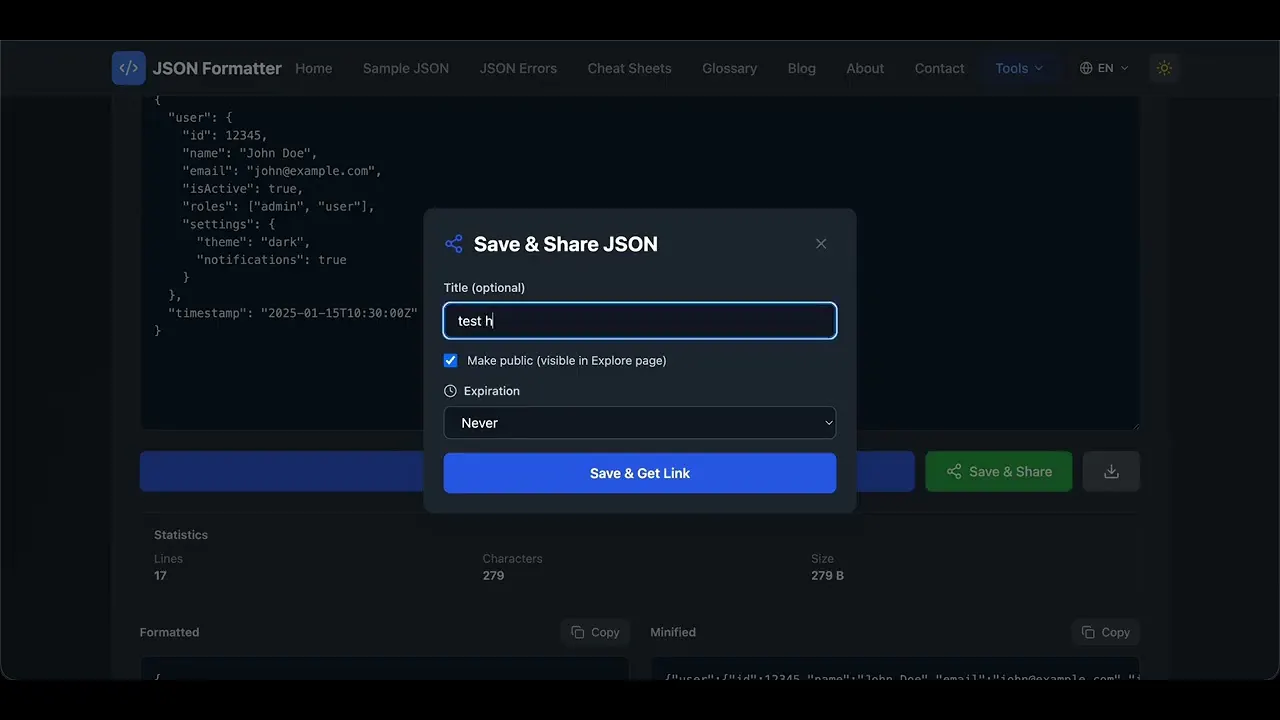 JSON Formatter Blob Viewer gallery image
