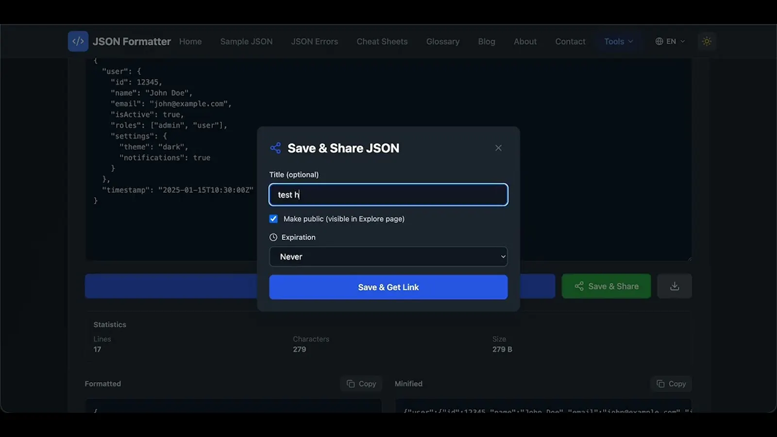 JSON Formatter Blob Viewer screenshot 1 (video preview)