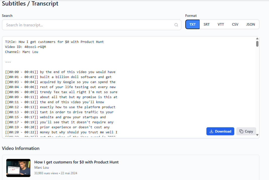 YouTubeTranscripts.tech media 2