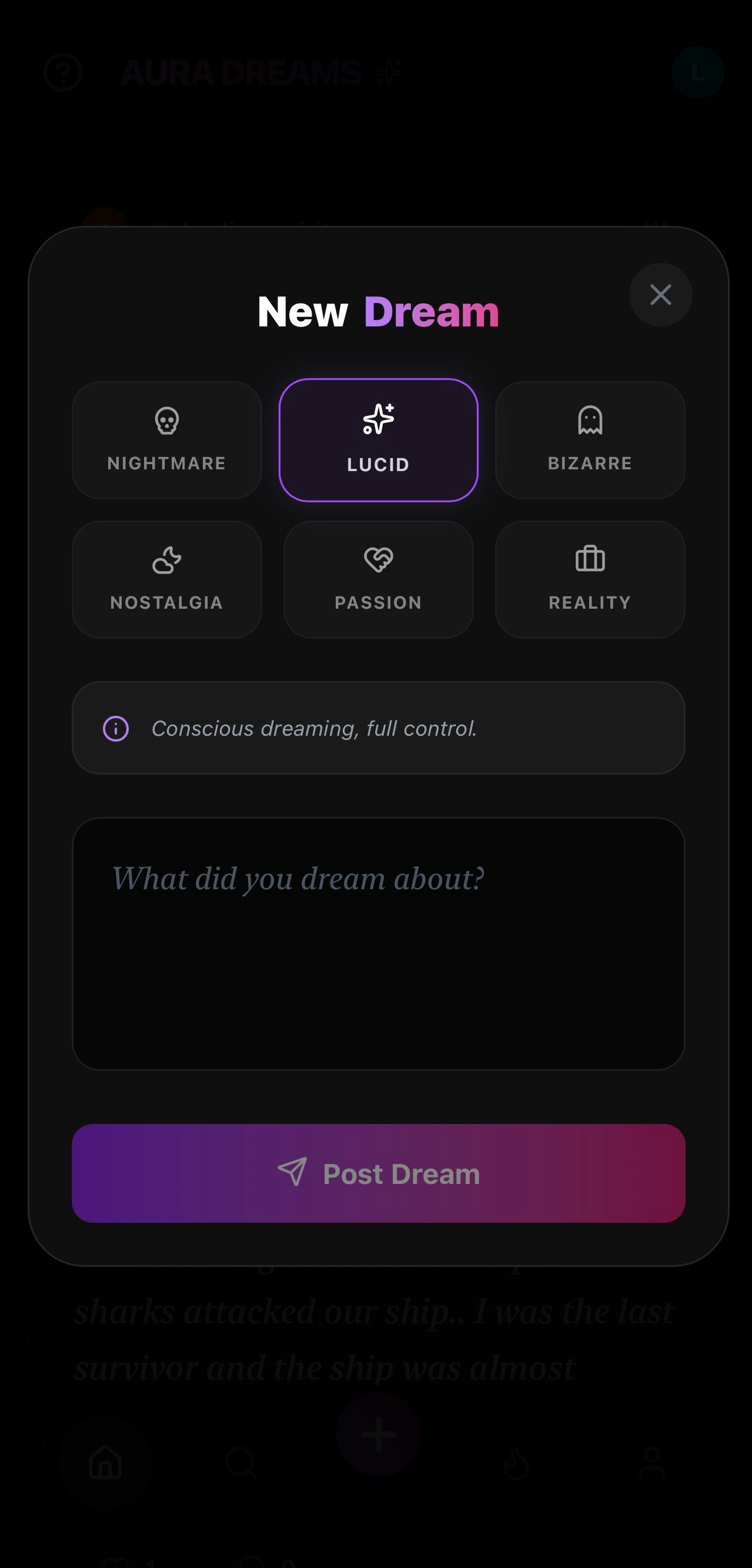 Aura Dreams - Screenshot 2 showing product features and functionality