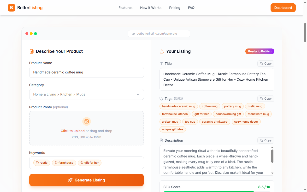 BetterListing - Screenshot 2 showing product features and functionality