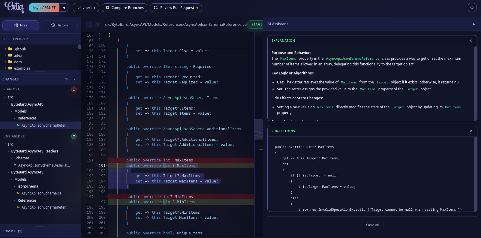Critiq - Codereviews rewired - Screenshot 2 showing product features and functionality